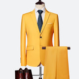 Classic Men's Suit Set 2019 High-end Customized Solid Color Slim Business Dress Groom Wedding Clothing High Quality Tuxedo /2pcs